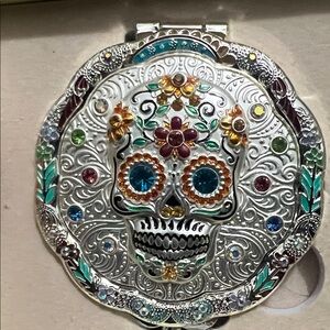 Colorful Sugar Skull Compact Mirror